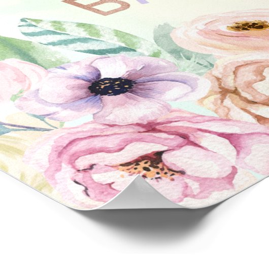 Pastel Rainbow Unicorn Kinderdusche Begrüßungszeic Poster (Ecke)