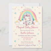 Pastel Rainbow Unicorn Kinderdusche Einladung (Vorderseite)