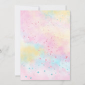 Pastel Rainbow Unicorn Kinderdusche Einladungen (Rückseite)