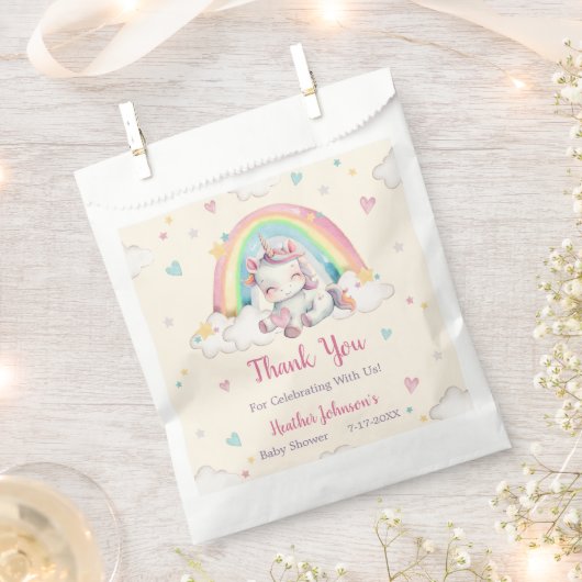 Pastel Rainbow Unicorn Kinderdusche Geschenktütchen (Ausgeschnitten)