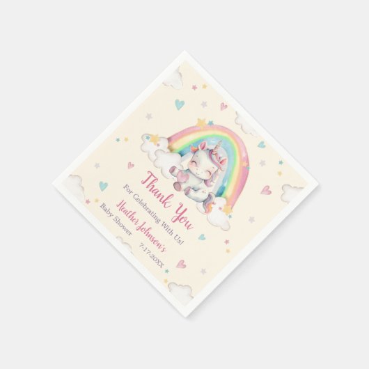 Pastel Rainbow Unicorn Kinderdusche Serviette (Ecke)