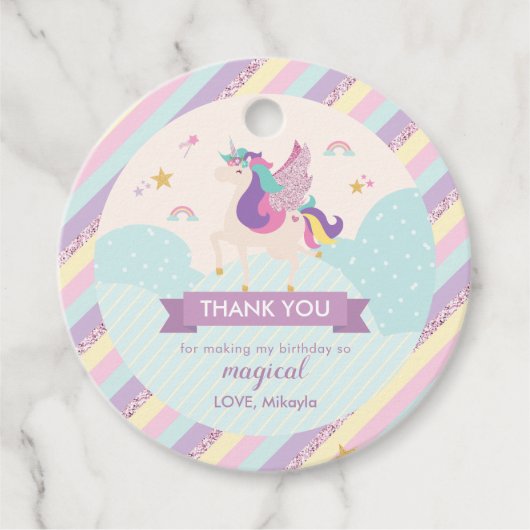 Pastel Rainbow Unicorn Magical Birthdau Niedlich Geschenkanhänger (Vorderseite)