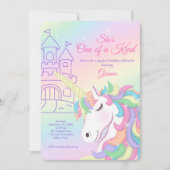 Pastel Rainbow Unicorn Magical Birthday Einladung (Vorderseite)