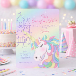 Pastel Rainbow Unicorn Magical Birthday Einladung