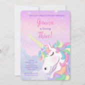 Pastel Rainbow Unicorn Magical Birthday Einladung (Vorderseite)