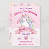 Pastel Rainbow Unicorn Magical Birthday Party Einladung (Vorne/Hinten)