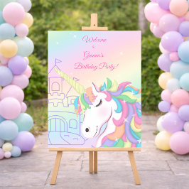 Pastel Rainbow Unicorn Magical Birthday Poster