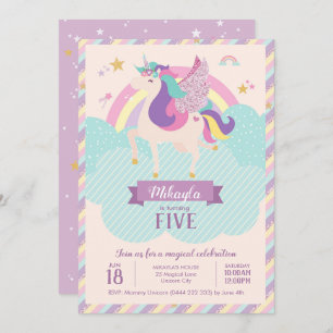 Pastel Rainbow Unicorn Magischer Geburtstag Niedli Einladung