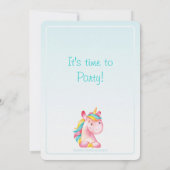 Pastel Rainbow Unicorn mit süßen Wolken Einladung (Rückseite)