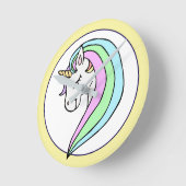 Pastel Rainbow Unicorn Runde Wanduhr (Winkel)