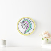 Pastel Rainbow Unicorn Runde Wanduhr (Zuhause)