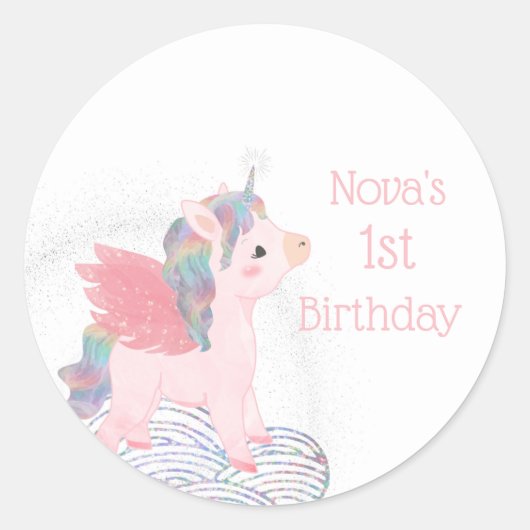 Pastel Rainbow Unicorn Stickers (Vorderseite)