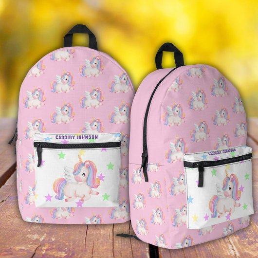 Pastel rainbow unicorname bedruckter rucksack