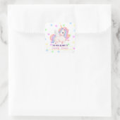 Pastel rainbow unicorname Buchzeichen Quadratischer Aufkleber (Tasche)