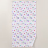 Pastel Rainbow Unicorns und Herz Muster Strandtuch (Vorderseite)