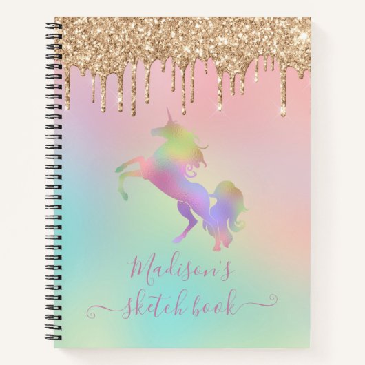 Pastel Rainbow Unicorpping Gold Glitzer Notizblock (Vorderseite)