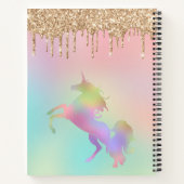 Pastel Rainbow Unicorpping Gold Glitzer Notizblock (Rückseite)