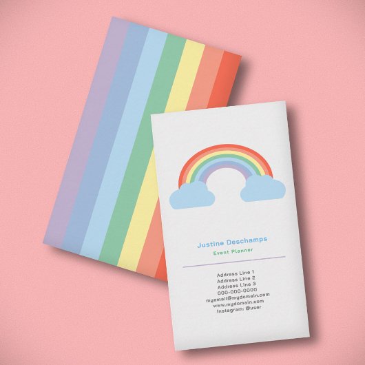 Pastel Rainbow Vertical Business Card Visitenkarte