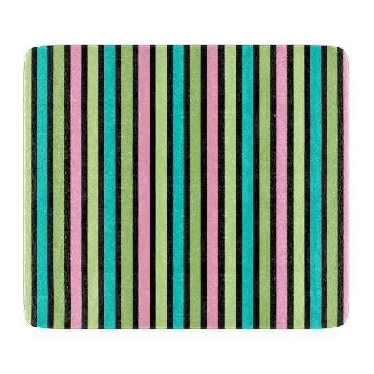 Pastel Rainbow Vertical Lines Geometric Pink Green Schneidebrett (Vorderseite)
