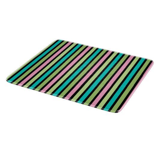 Pastel Rainbow Vertical Lines Geometric Pink Green Schneidebrett (Ecke)