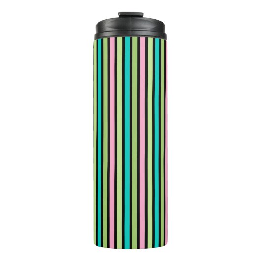 Pastel Rainbow Vertical Lines Geometric Pink Green Thermosbecher (Vorderseite)