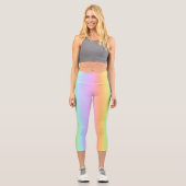 Pastel Rainbow Vertical Strip Gradient Capri Leggings (Vorderseite)