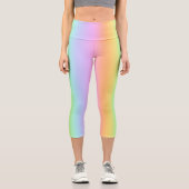 Pastel Rainbow Vertical Strip Gradient Capri Leggings (Vorderseite)