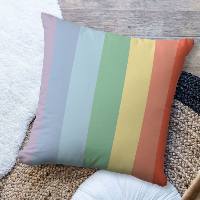 Pastel Rainbow Vertical Stripes Kissen (Pastel Rainbow Vertical Stripes Pillow)