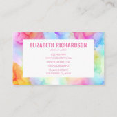 Pastel Rainbow Vibranly Bright Colorful Watercolor Visitenkarte (Rückseite)