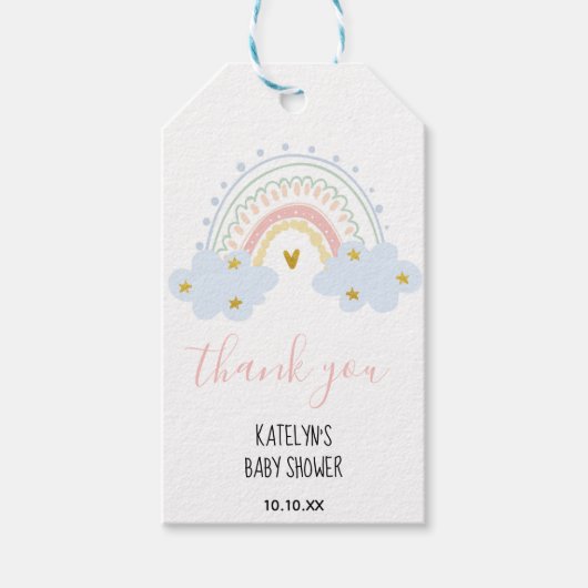 Pastel Rainbow Vielen Dank Tag Geschenkanhänger (Vorderseite)