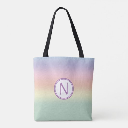 Pastel Rainbow Water Colors Mit Monogramm Tasche (Rückseite)