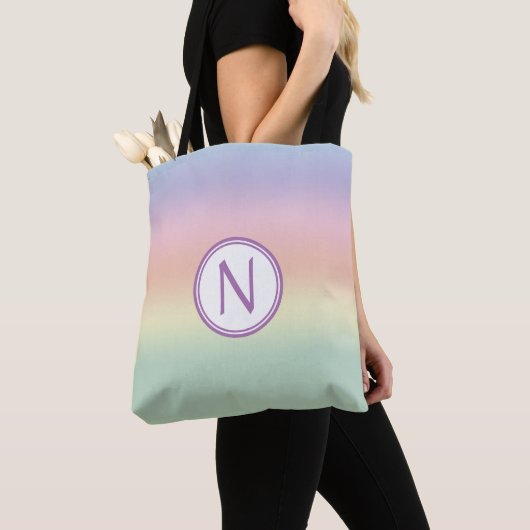 Pastel Rainbow Water Colors Mit Monogramm Tasche (Von Nahem)