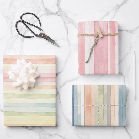 Pastel Rainbow Watercolor Geschenkpapier Set (Vorderseite)