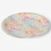 Pastel Rainbow Watercolor Leopard Print Pappteller (Schrägansicht)