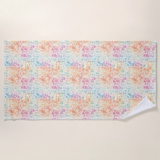 Pastel Rainbow Watercolor Leopard Print Strandtuch