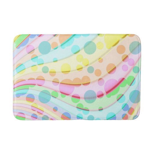 Pastel Rainbow Waves and Bubbles Badematte (Vorderseite)
