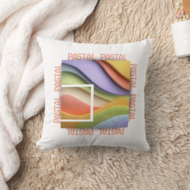 Pastel Rainbow Waves Art Throw Pillow Kissen (Decke)