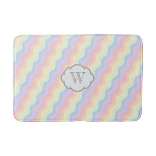 Pastel Rainbow Waves Bath Mat Badematte (Vorderseite)