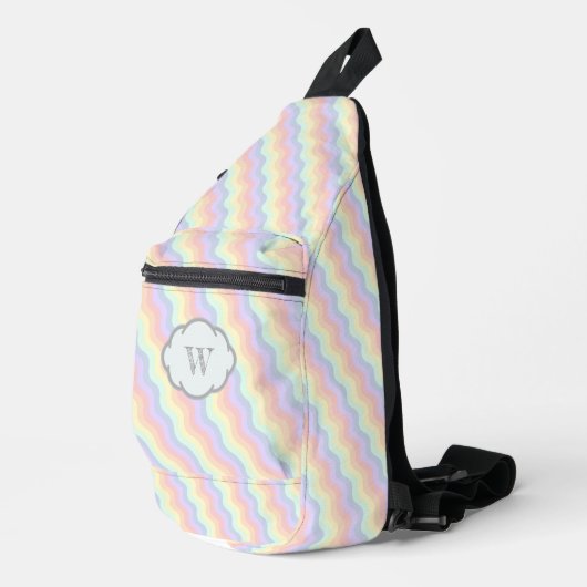Pastel Rainbow Waves Crossbody Bag (Rechte Ecke)
