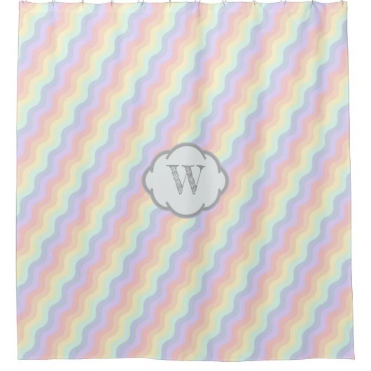 Pastel Rainbow Waves Duschvorhang (Vorderseite)