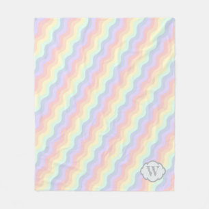 Pastel Rainbow Waves Fleece Blanket