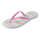 Pastel Rainbow Waves Flip Flops Badesandalen (Schrägansicht)