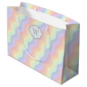 Pastel Rainbow Waves Geschenktasche Große Geschenktüte (Rückseite Schrägansicht)