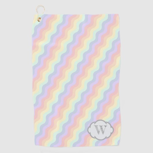 Pastel Rainbow Waves Golfhandtuch (Vorderseite)