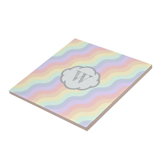Pastel Rainbow Waves Keramik Tile Fliese (Seite)