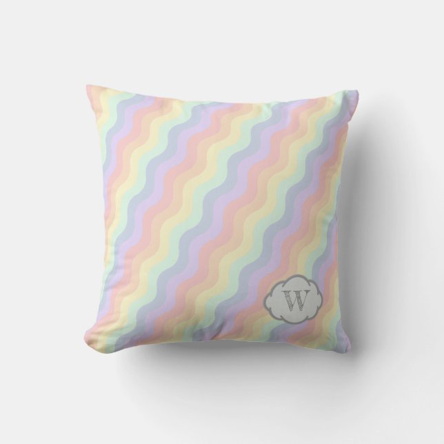 Pastel Rainbow Waves Kissen (Vorderseite)