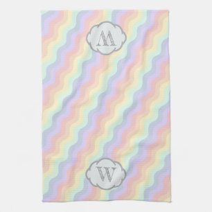 Pastel Rainbow Waves Küchentuch