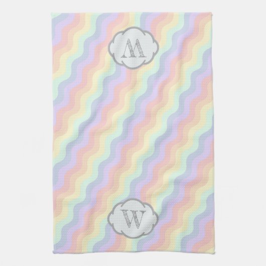 Pastel Rainbow Waves Küchentuch (Vertikal)