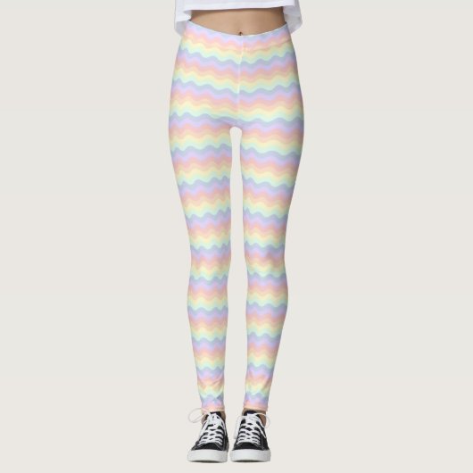 Pastel Rainbow Waves Leggings (Vorderseite)
