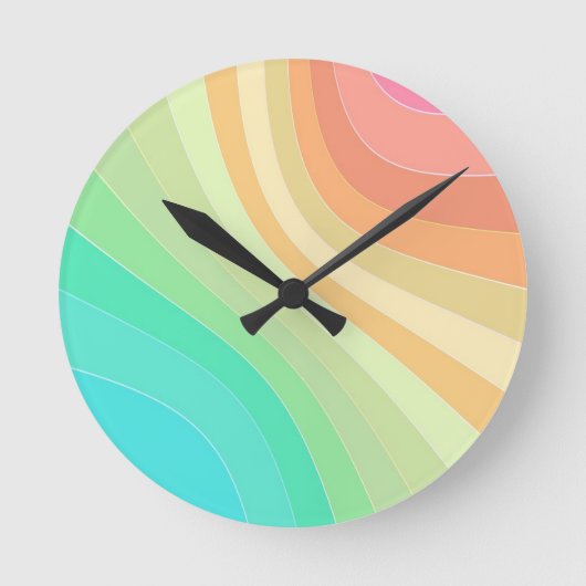 Pastel Rainbow Waves Muster Runde Wanduhr (Vorderseite)